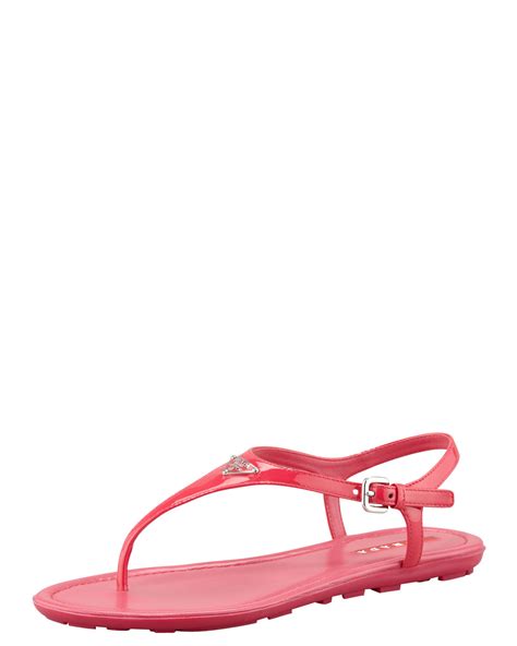 Prada Linea Rossa Patent Leather Thong Sandals 